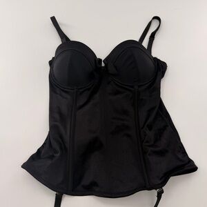 Y2K Morbid Threads Black Corset Top with Bow Goth Hot Topic Push Up Sexy 34B